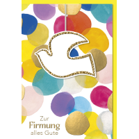 Firmung Karte mit Umschlag Taube, bunte Punkte