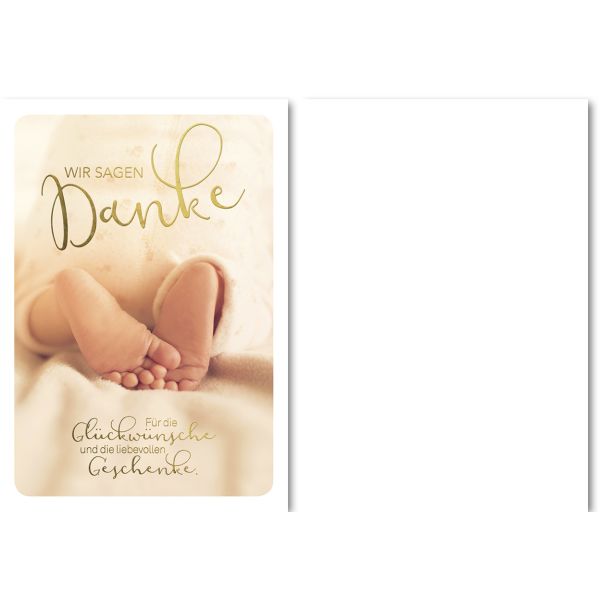 Danksagung 5 Danksagungen mit 5 Umschlägen Babyfüße