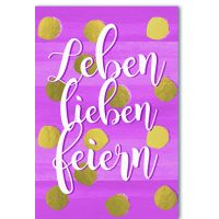 Leben Lieben Feiern Glückwunschkarte mit Umschlag