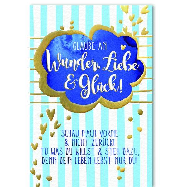 Allgemeine Wünsche Glückwunschkarte mit Umschlag Wunder Liebe Glück