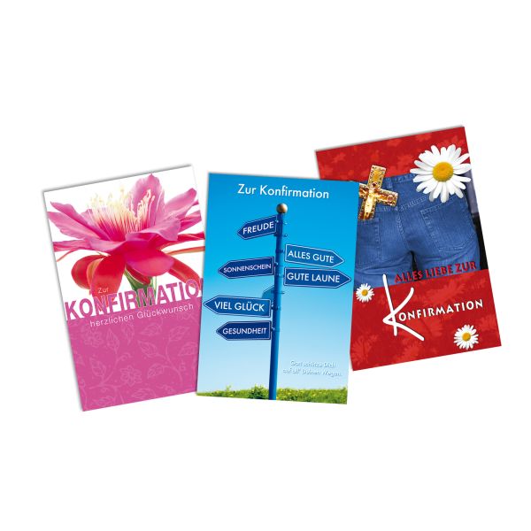 Konfirmation Mehrfachpackung 3 Karten 3 Umschläge Standard-Format B6 im Topper