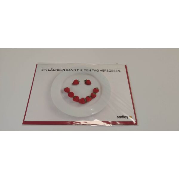 Allgemeine Wünsche Smiley Grußkarte mit Umschlag Erdbeersmiley