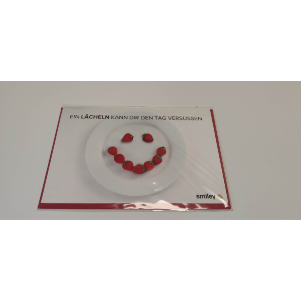 Allgemeine Wünsche Smiley Grußkarte mit Umschlag Erdbeersmiley