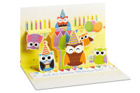Geburtstag -  PopUp-Card - Klappkarte mit 3D-Innenleben - Grußkarte mit Briefumschlag im Format: 11,5 x 17 cm  - Alles Gute zum Geburtstag – Eulen