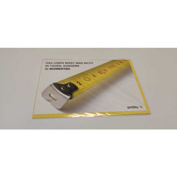 Allgemeine Wünsche Smiley Grußkarte mit Umschlag Maßband mit Smiley