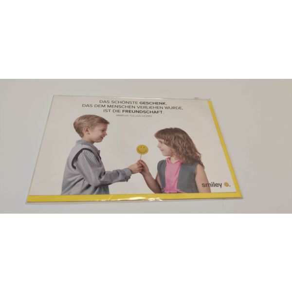 Allgemeine Wünsche Smiley Grußkarte mit Umschlag 2 Kinder mit Smileylollypop