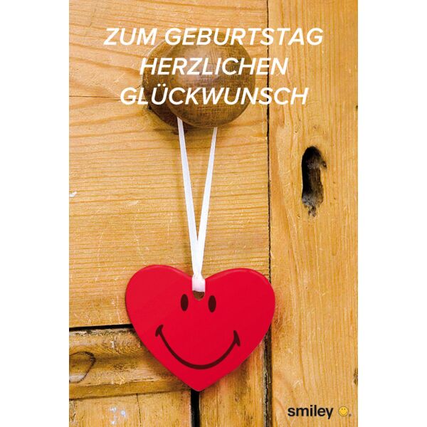 Geburtstag Smiley Glückwunschkarte mit Umschlag Herzsmiley Türanhänger