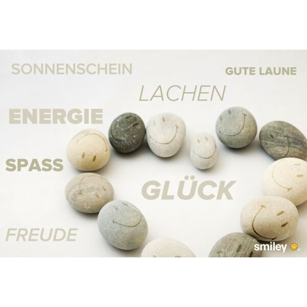 Allgemeine Wünsche Smiley Grußkarte mit Umschlag Steinherz mit Smileys