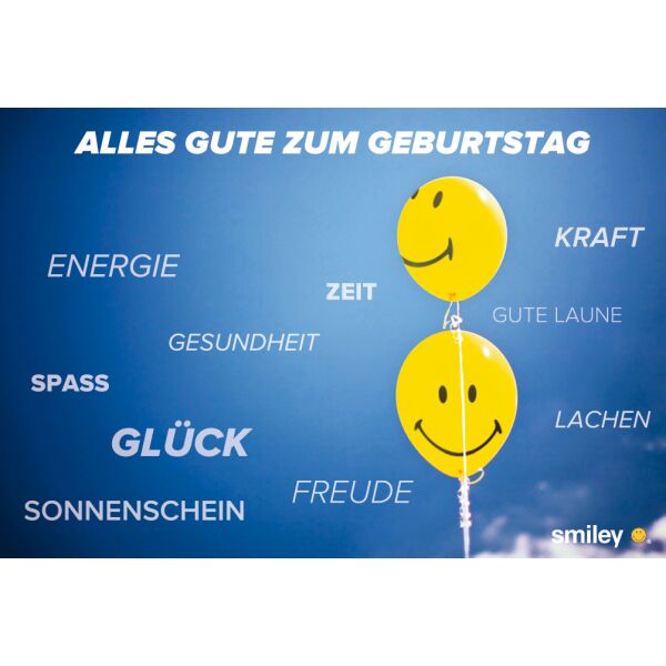 Geburtstag Smiley Glückwunschkarte mit Umschlag Smileyballons