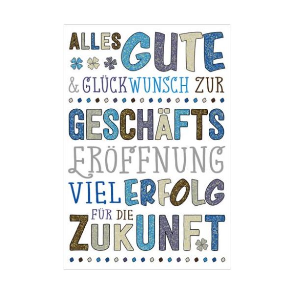 Glückwunschkarte zur Geschäftseröffnung im Format 11,5 x 17 cm mit Briefumschlag