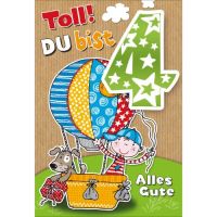 A - 4. Geburtstag Glückwunschkarte im Format 11,5 x...