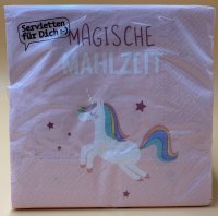 Servietten - Inhalt: 20 Stück - 33 x 33 cm - Einhorn - "Magische Mahlzeit" - Geschenke für Dich - Geschenkartikel