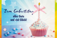 Geburtstag -  PopUp-Card - Klappkarte mit 3D-Innenleben - Grußkarte mit Briefumschlag im Format: 11,5 x 17 cm  - Zum Geburtstag – Cupcake mit Kerze -  BSB