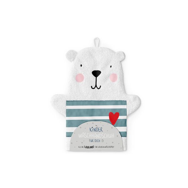 Waschhandschuh 27x20cm Bär LA VIDA Waschlappen Geschenkartikel Eisbär