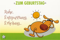 Geburtstag -  PopUp-Card - Klappkarte mit 3D-Innenleben - Grußkarte mit Briefumschlag im Format: 11,5 x 17 cm  - Zum Geburtstag – Hund in Sonne(Comic) -  BSB