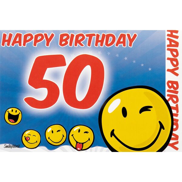 50. Geburtstag 3D Pop-Up Glückwunschkarte mit Umschlag 50 Smileys Happy Birthday