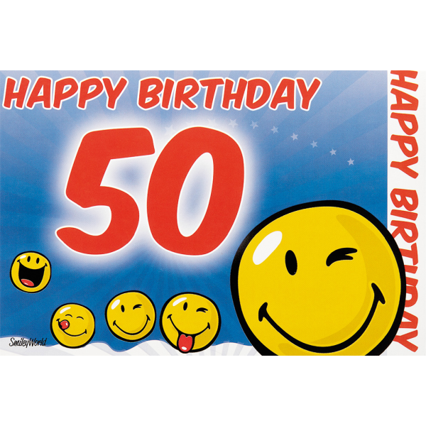 50. Geburtstag 3D Pop-Up Glückwunschkarte mit Umschlag 50 Smileys Happy Birthday