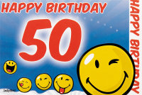 50.Geburtstag -  PopUp-Card - Klappkarte mit 3D-Innenleben - Grußkarte mit Briefumschlag im Format: 11,5 x 17 cm  - Happy Birthday 50 – Smiley