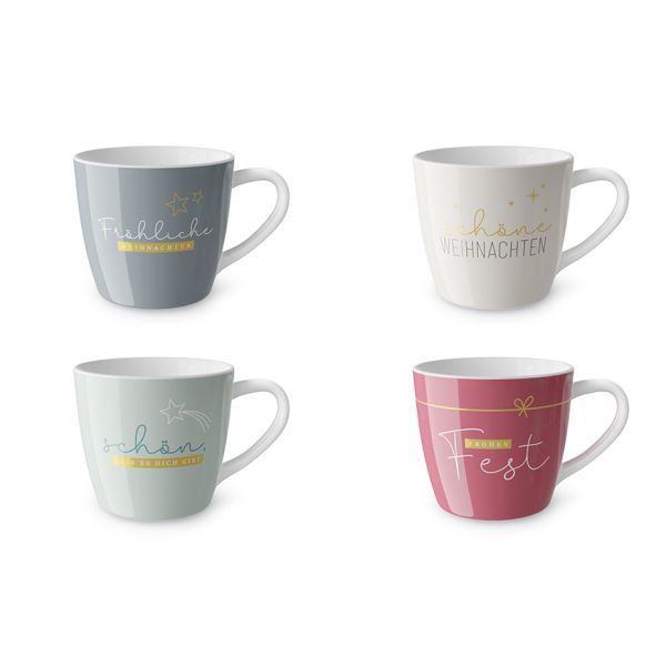 Weihnachten Maxibecher Set 4 Motive a 3 Stück CosyXmas Geschenke für Dich Kaffeebecher mit Botschaft Geschenkartikel La Vida
