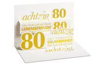 80.Geburtstag -  PopUp-Card - Klappkarte mit 3D-Innenleben - Grußkarte mit Briefumschlag im Format: 11,5 x 17 cm  -  80 Alles Gute und viel Glück