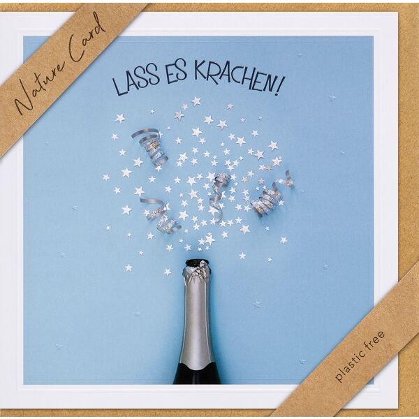 Allgemeine Wünsche Nature Cards Quadratische unverpackte Glückwunschkarte mit Umschlag Glitzerkonfetti aus Flasche