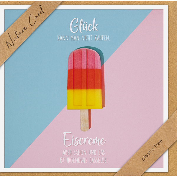 Allgemeine Wünsche Nature Cards Quadratische unverpackte Glückwunschkarte mit Umschlag Eiscreme