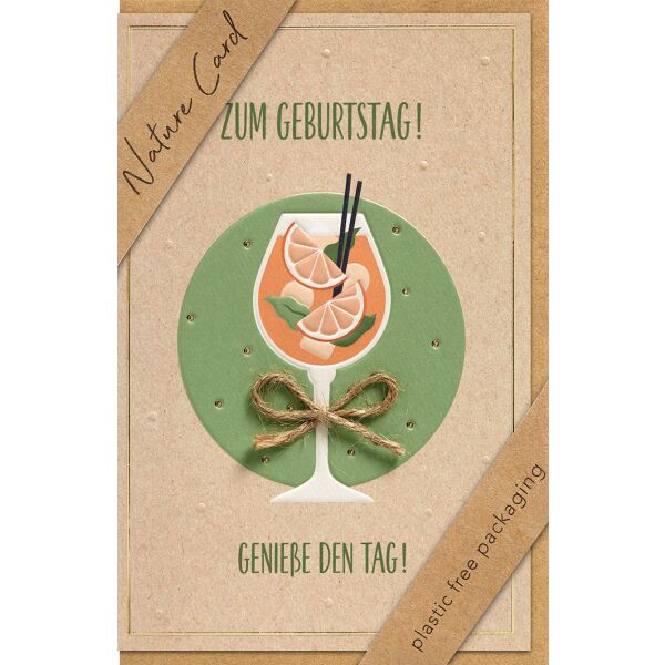 Geburtstag Nature Cards unverpackte Glückwunschkarte mit Briefumschlag Cocktail