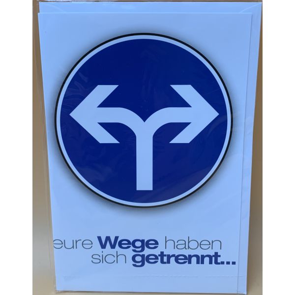 Scheidung Karte mit Briefumschlag getrennte Wege.... Schild