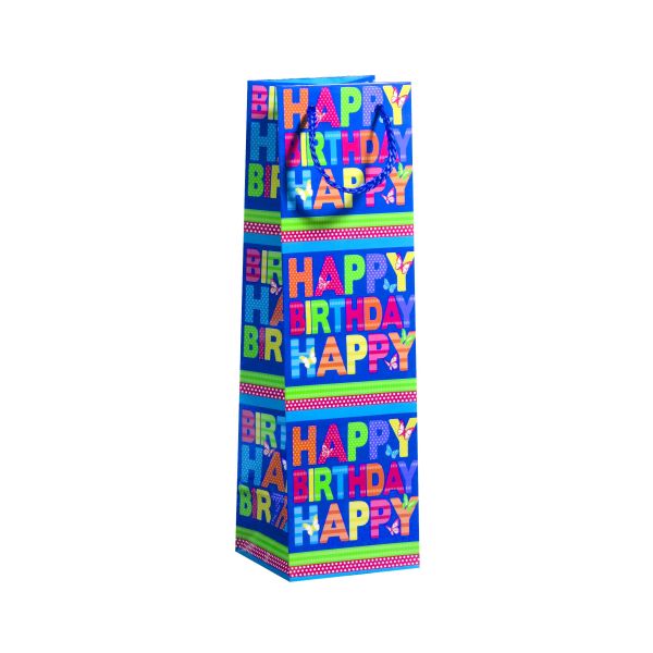 3er-Set Geschenktüten - 3 Geschenktaschen Flaschentüten - Happy Birthday - Bundle 2024