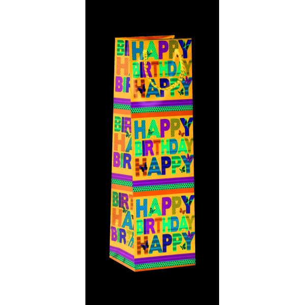3er-Set Geschenktüten - 3 Geschenktaschen Flaschentüten - Happy Birthday - Bundle 2024