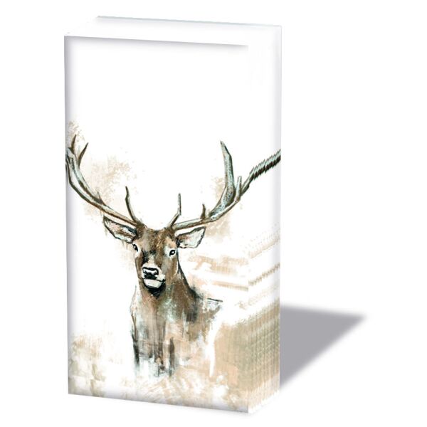 Taschentücher 21,5 x 22 cm 4-lagig á 10 Stück pro Packung Hirsch mit Geweih