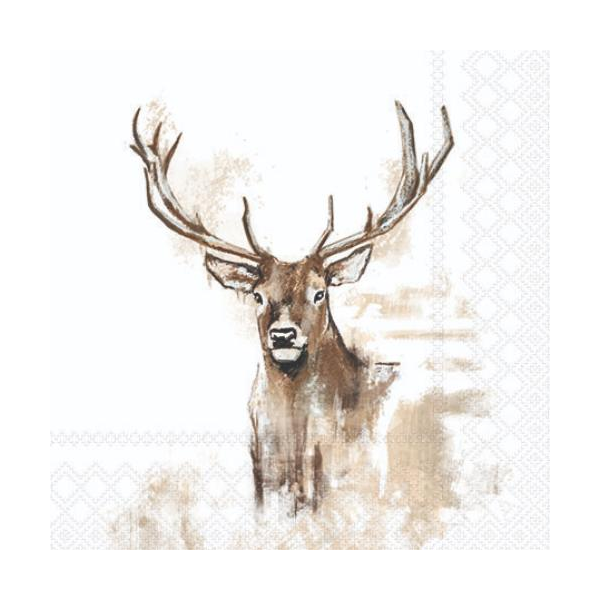 Cocktail Servietten 25 x 25 cm 3-lagig 20 Servietten Antlers Hirsch mit Geweih