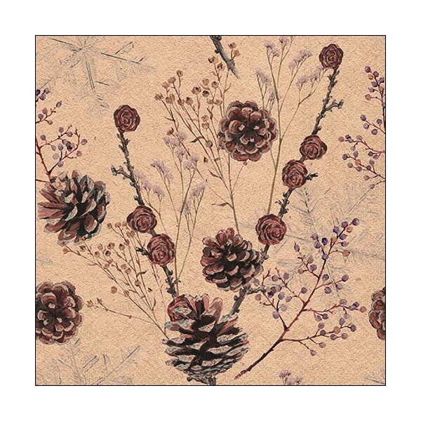 Servietten Format: 33 x 33 cm 3-lagig 20 Servietten Recycled Pine cones nature Tannenzapfen Natur