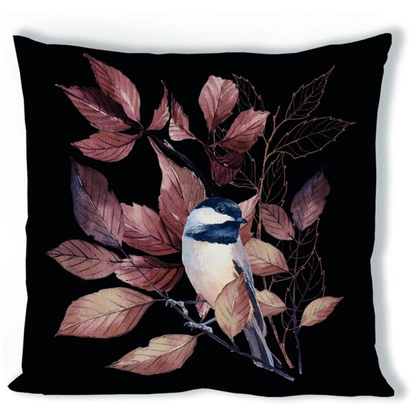 Kissenbezug Format: 40 x 40 cm 1 Kissenbezug pro Packung Lovely chickadee black Vogel auf Ast schwarz