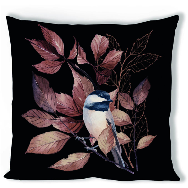 Kissenbezug Format: 40 x 40 cm 1 Kissenbezug pro Packung Lovely chickadee black Vogel auf Ast schwarz