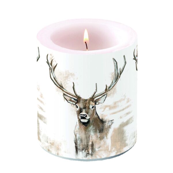 Kerze medium Ø 10 cm x 10 cm Brenndauer 45 Std. Antlers Hirsch mit Geweih