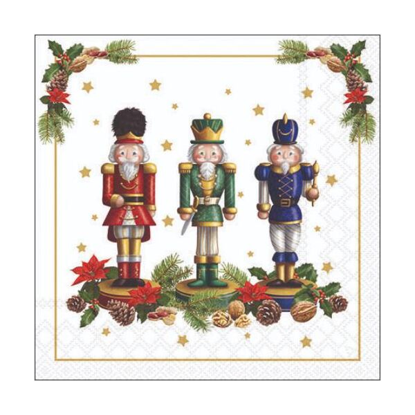 Weihnachten Cocktail Servietten 25 x 25 cm 3-lagig 15 Servietten Bearded nutcracker bärtige Nussknacker