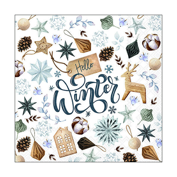 A-2026 Weihnachten Servietten 33 x 33 cm 3-lagig 20 Servietten Natural winter Winter Deko