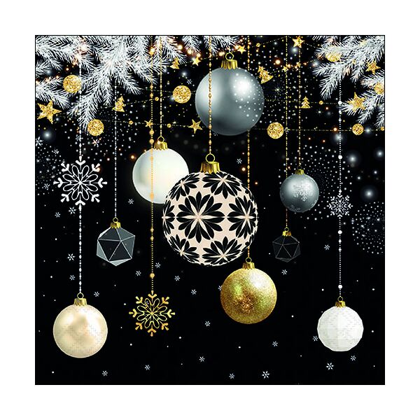Weihnachten Servietten 33 x 33 cm 3-lagig 20 Servietten Christmas baubles black