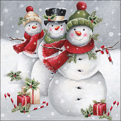 Weihnachten – Servietten Lunch – Napkin Lunch – Format: 33 x 33 cm – 3-lagig – 20 Servietten pro Packung – Smiling snowmen FSC Mix