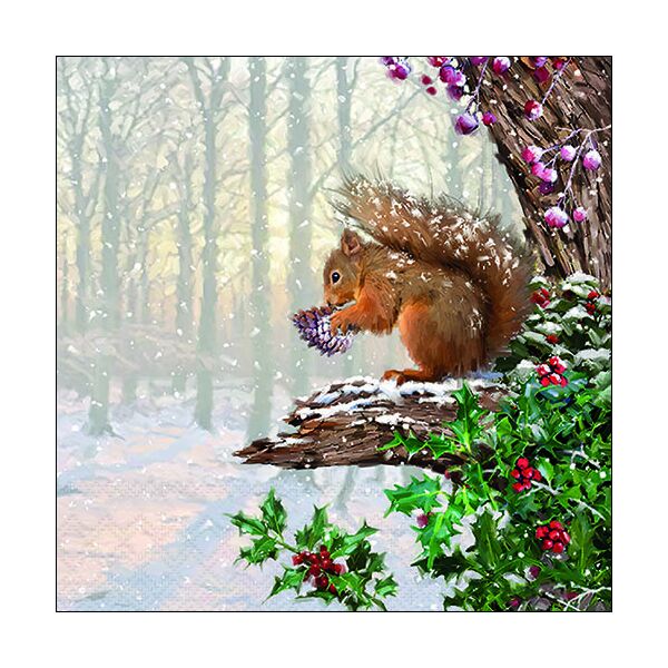 Weihnachten Servietten Format: 33 x 33 cm 3-lagig 20 Servietten Squirrel in tree