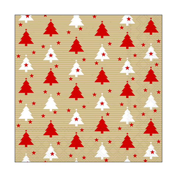Weihnachten Servietten Format: 33 x 33 cm 3-lagig 20 Servietten Trees and stars red