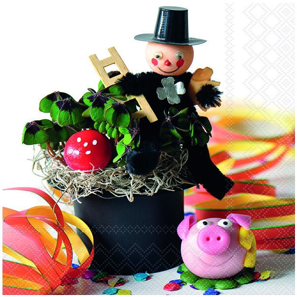 Silvester Neues Jahr Servietten 33 x 33 cm 3-lagig 20 Servietten Lucky charms Schornsteinfeger