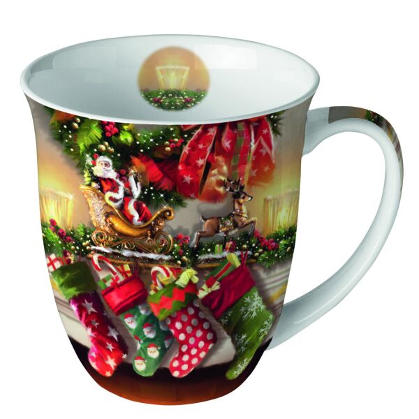 Weihnachten Becher Mug 0.4 L - Format: Ø 10 cm x H 10,5 cm 1 Becher pro Packung Hanging stockings Weihnachtssocken