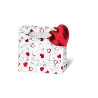 Tasche klein - CD-Format 14,5x15x6 cm - Silver Hearts -...