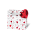 Tasche klein - CD-Format 14,5x15x6 cm - Silver Hearts - rote Herzen - silberne Ranken