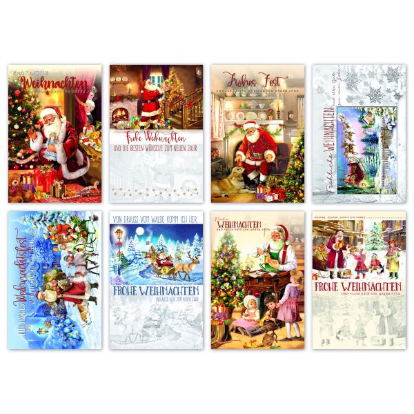 100 Weihnachtskarten mit Umschlag Bundle-UVP € 150 Weihnachtsmänner sortiert