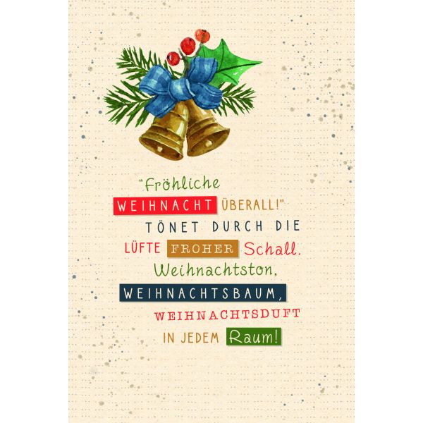 Weihnachten Green Line Karte mit Umschlag Glocken