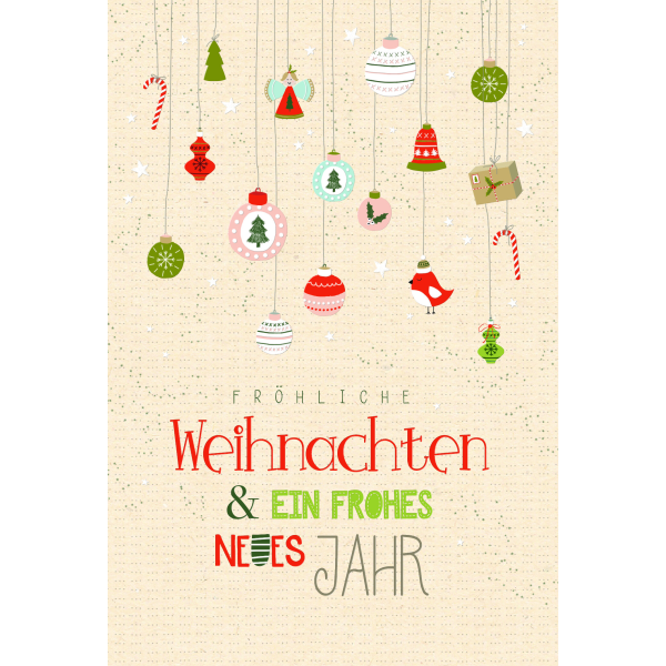 Weihnachten Grußkarte Glückwunschkarte mit Umschlag Green Line Weihnachtsbaumkugeln,