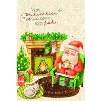 Weihnachten Green Line Karte mit Umschlag Weihnachtsmann...